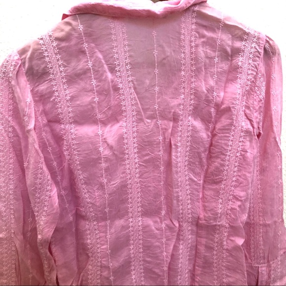 Johnny Was Pink Embroidered Button Down Blouse XS - Picture 10 of 13